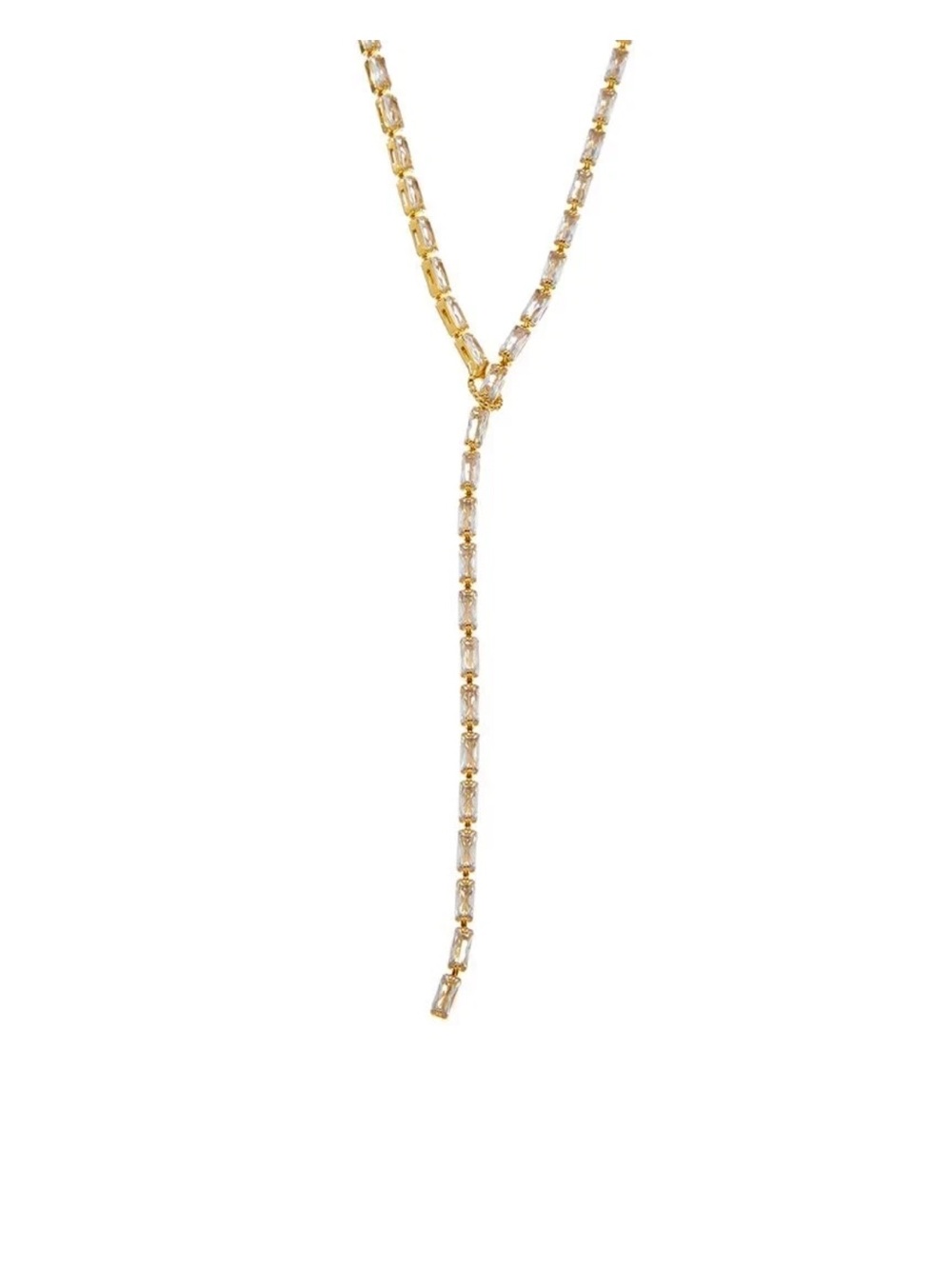 $270 Crystal Haze Mini Baguette 18K Gold Plated Cz Lariat Necklace Choker Layer